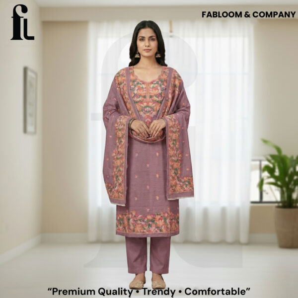 FABLOOM & COMPANY – Premium Winter Unstitched Suit Set (Elegant Mauve Lilac)