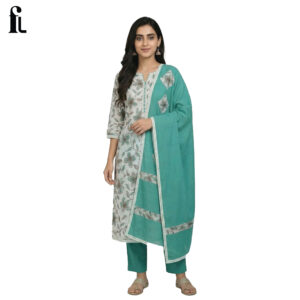 teal floral suit set