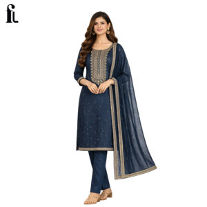 embroidered unstitched suit navy