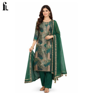 designer cotton suit green color