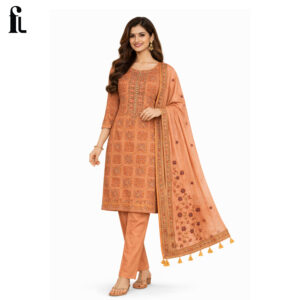 peach cotton suit set for women