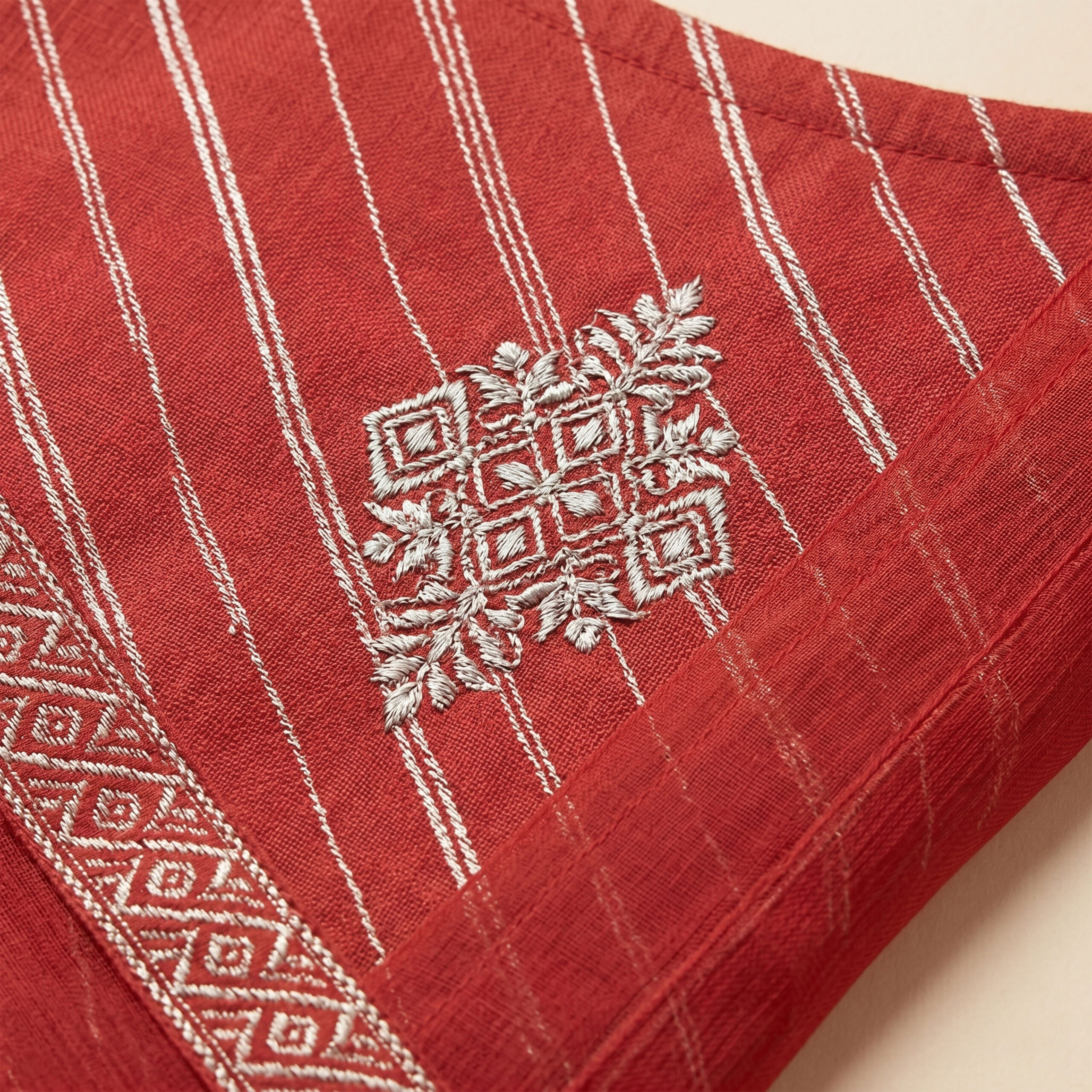 Fabloom Red Leheriya Cotton Suit Set, Close View