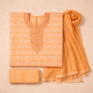 peach embroidered suit